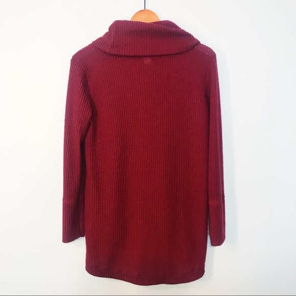 CLEARANCE! So Soft Cowl Neck Burgundy Knit Top - Picture 4 of 10